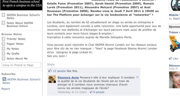 Sur Facebook, vent de révolte d'étudiants de Skema