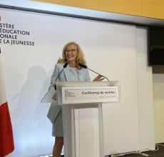 Nicole Belloubet, ministre de l'Education nationale démissionnaire, a tenu la traditionnelle conférence de presse avant la rentrée 2024.