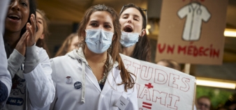 Manifestation d'étudiants en médecine en Belgique en octobre 2014
