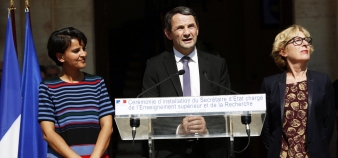 La cérémonie d’installation de Thierry Mandon au secrétariat d'Etat à l'ESR a eu lieu le 17 juin, avec Najat Vallaud-Belkacem et Geneviève Fioraso