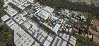 Campus Paris-Saclay, perspective aérienne du futur quartier Joliot-Curie