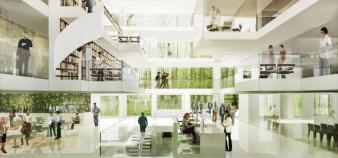 Le futur bâtiment de l’Institut des sciences moléculaires d’Orsay sur le plateau de Saclay qui devrait être livré en 2014.