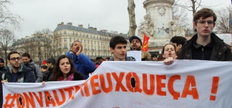 Manifestation le 9 mars 2016 contre le projet de loi El Khomri à Paris.