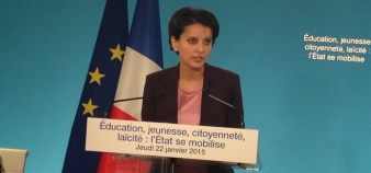 Najat Vallaud-Belkacem présente son plan pour l'école après les attentats du début d'année, le 22 janvier 2015