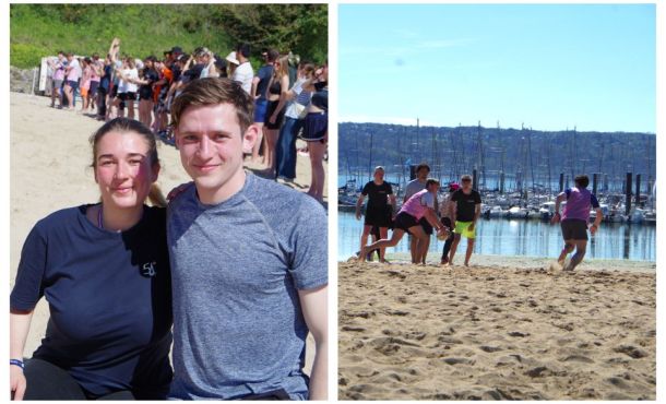 Lena et Antonin, 21 ans, co-presidents de l'ER7 l'association de rugby de l'Edhec sont présents à la CCE avec 12 autres membres de leur association étudiante pour l'organisation d'un tournoi de beach rugby.