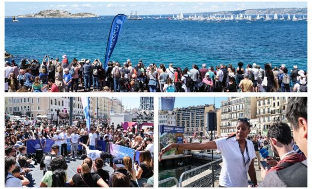 De nombreuses animations ont eu lieu sur le Vieux-Port, à l’image de cette démonstration de breakdance, sport olympique pour la première fois cette année (photo en bas à gauche). Et l’enthousiasme de la légendaire Marie-José Pérec en zone mixte.