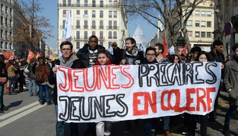 Manifestation à Lyon des lycéens et étudiants contre le projet de loi Travail El Khomri, le 17 mars 2016.