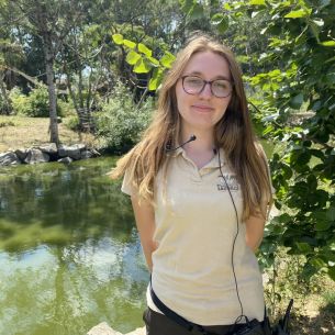 Pendant deux mois, Belinda est guide-animalière au parc animalier Planète Sauvage.