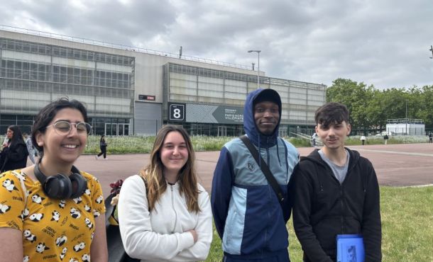 De gauche à droite : Muskan, Inès, Tairel, Léo, en BTS gestion de la PME, ont passé l'épreuve de culture générale.