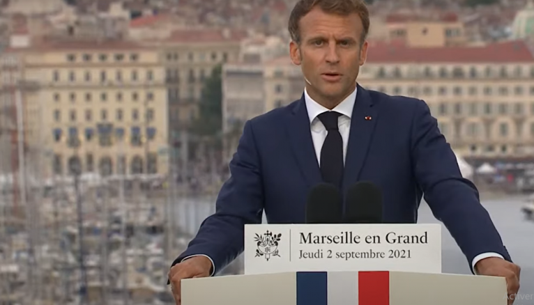 Emmanuel Macron lors de la présentation de son plan pour Marseille, le 2 septembre 2021.