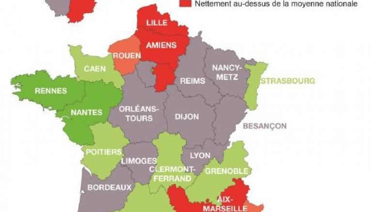 Les décrocheurs sont majoritairement dans le nord et le sud-est de la France
