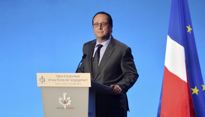 François Hollande, le 11 janvier 2016 lors des voeux à la jeunesse