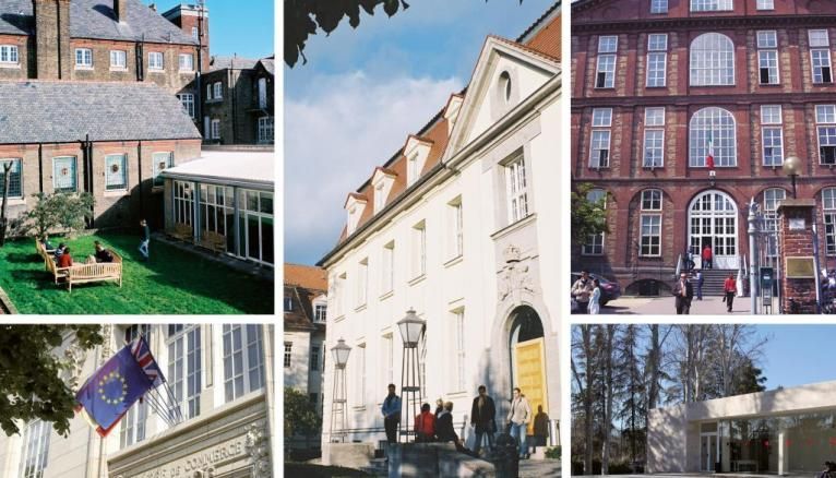 Les cinq campus européens d' ESCP Europe à Berlin, Londres, Madrid, Turin et Varsovie.