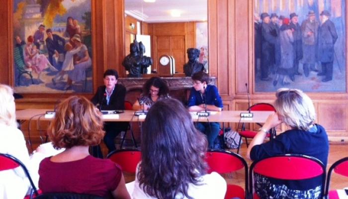 Conférence de presse "Touche pas à ma bourse, je la mérite" du 29 août 2014, à la mairie du Ve arrondissement de Paris. ©N.L.