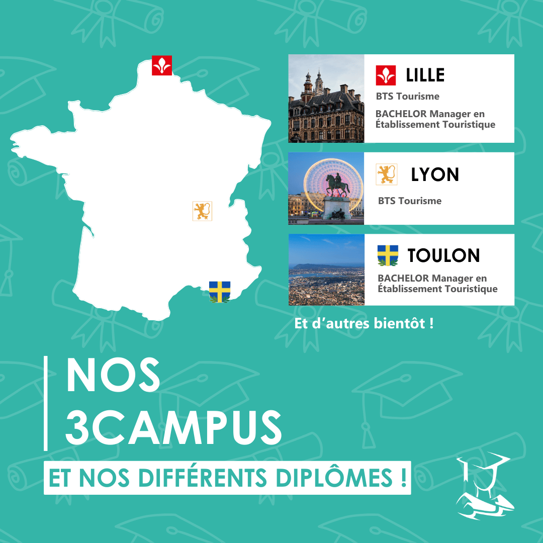 Les 3 campus de l'Académie du Tourisme